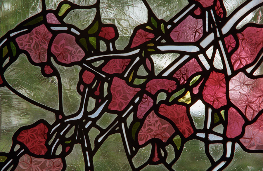 Milngavie - blossom window - detail: top half of door panel